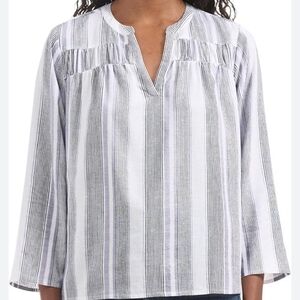 Splendid Linen Blend Top XL Striped Black, Lilac, and White